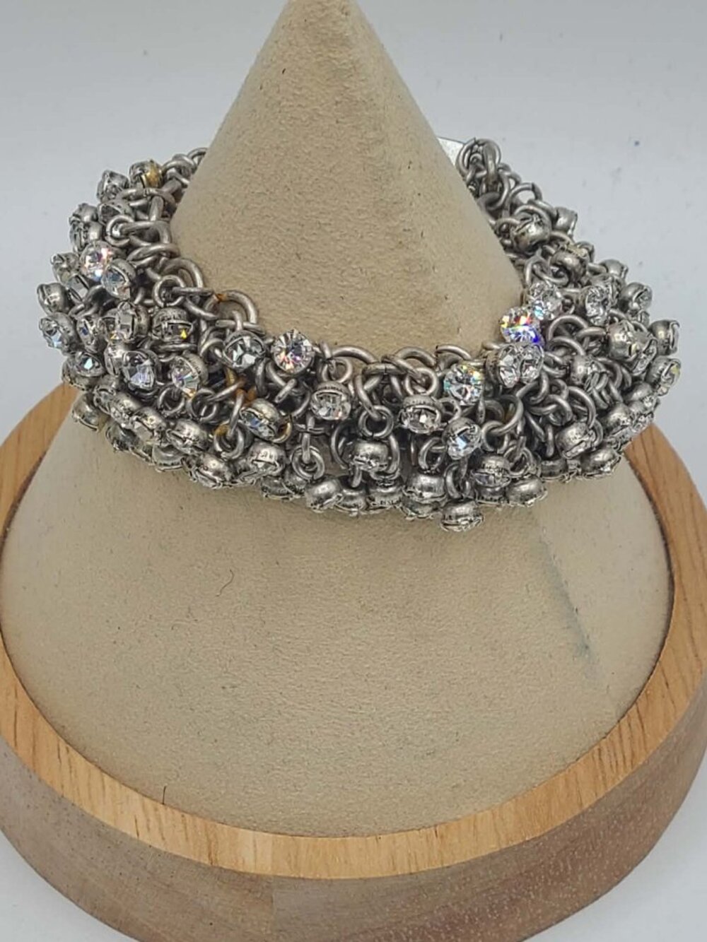 J Crew Silver Tone Clear Crystal Dangle Bracelet